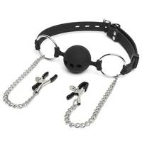 Ball Gag with Nipple Clamps Image