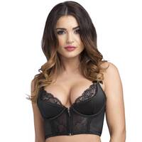 Black Satin Longline Bra image